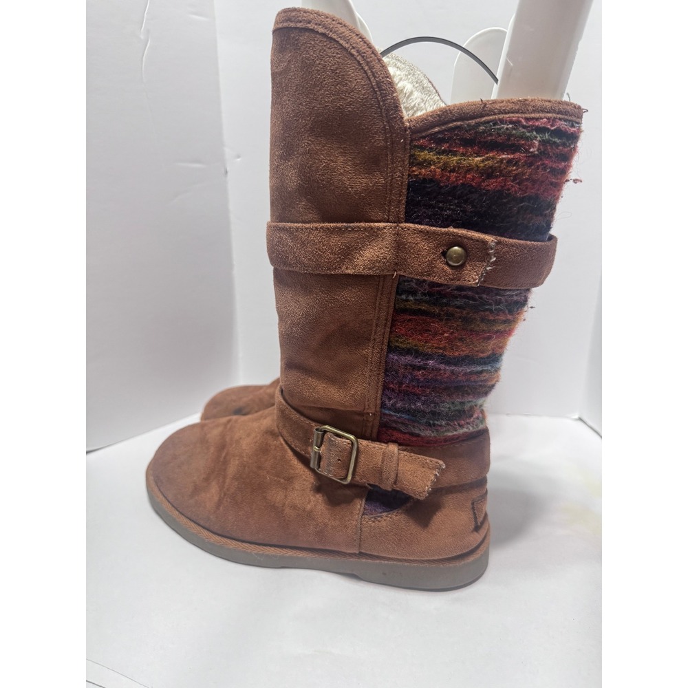 Makalu California Bonita Boots Women 7 Brown Suede Faux Fur Boho Mid Calf